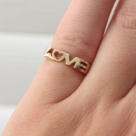 Vintage 9ct Gold 'LOVE' Ring, 1986