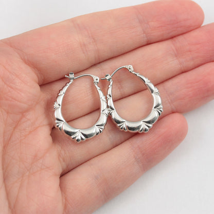 Pre-owned 9ct White Gold Creole Hoop Earrings, Medium