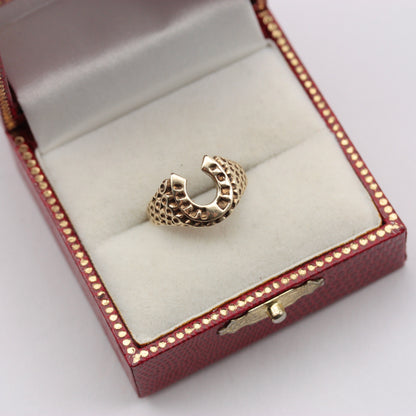 Vintage 9ct Gold Textured Horseshoe Ring, 1980