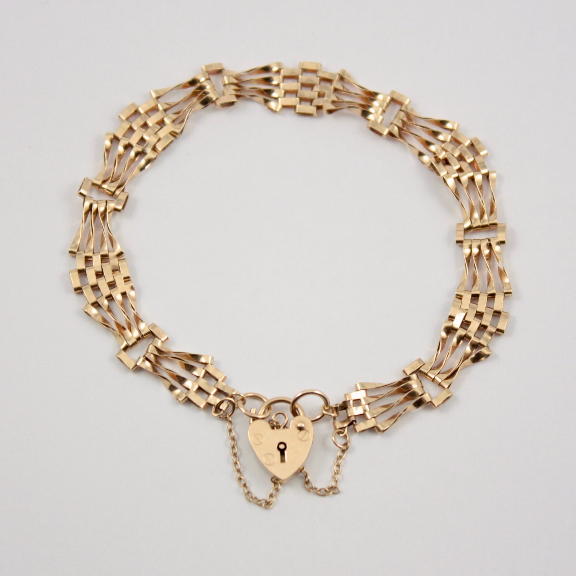 Vintage 9ct Gold Fancy Link Gate Bracelet, 1983