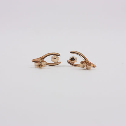 Vintage 9ct Gold and Crystal Wishbone Earrings, c1970s