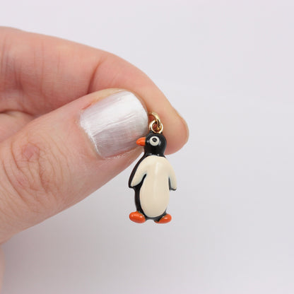 9ct Gold and Enamel Penguin Charm, Italy