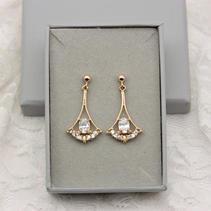 9ct gold and cubic zirconia dangle earrings