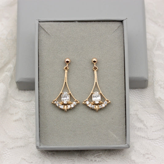 9ct gold and cubic zirconia dangle earrings