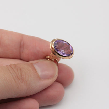 Vintage 9ct Gold and Amethyst Fob Style Pendant, 1992