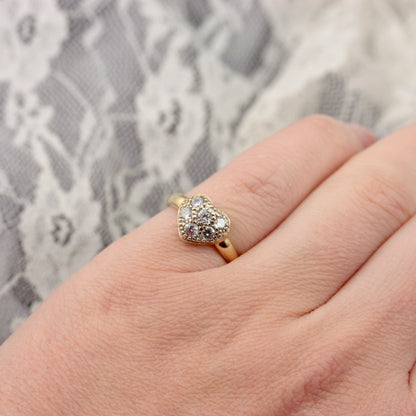 Pre-owned 9ct Gold and CZ Puffy Heart Ring
