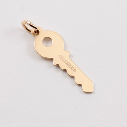 Small Vintage 9ct Gold Yale Style Key Charm, 1964