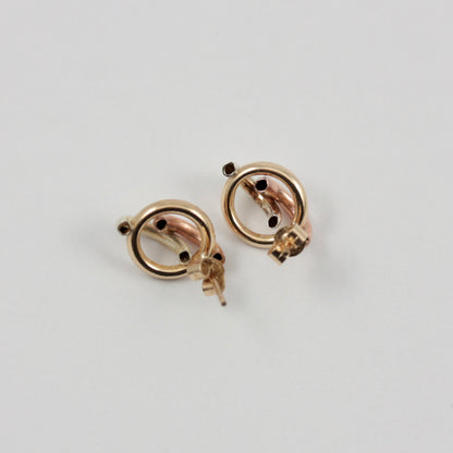Vintage 9ct Tri Colour Gold Knot Stud Earrings, 1980s