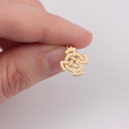 Pre-owned Small 9ct Gold Irish Celtic Cross Pendant / Charm