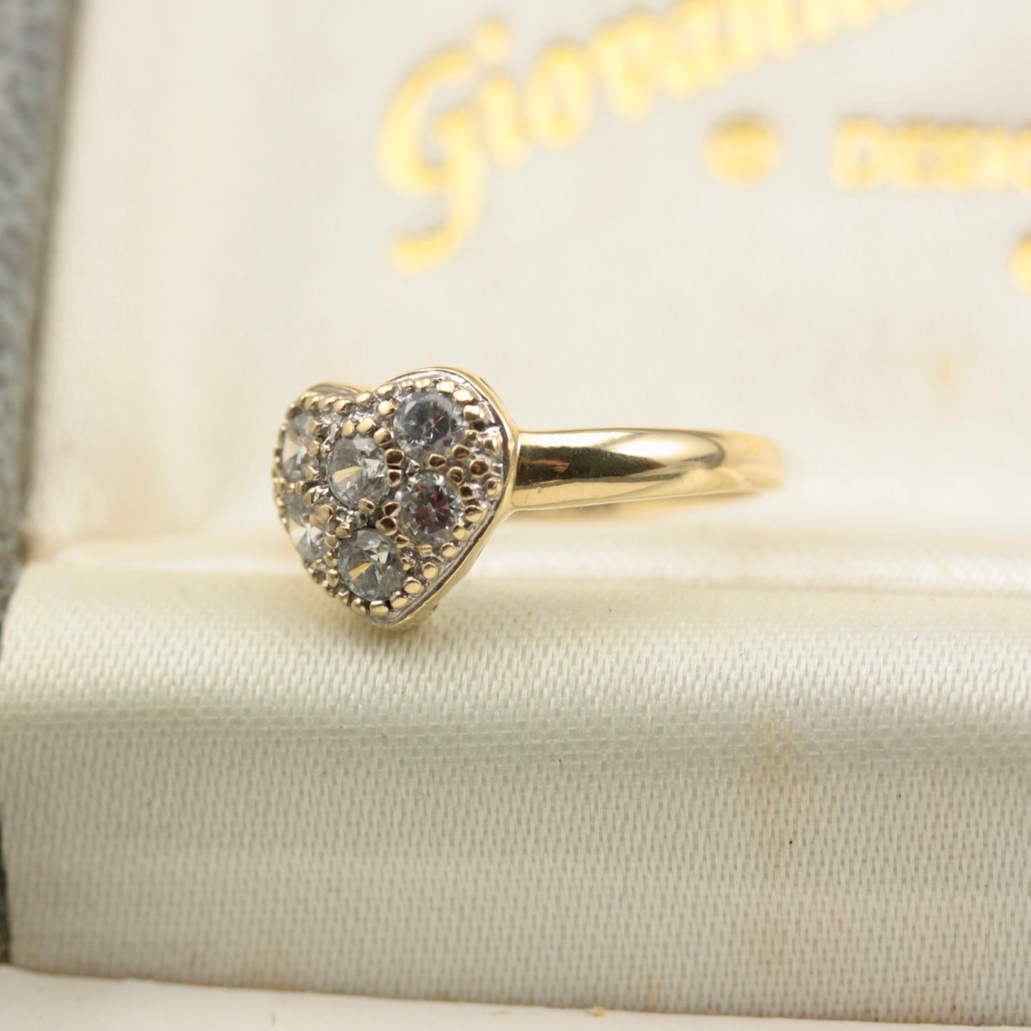 Pre-owned 9ct Gold and CZ Puffy Heart Ring
