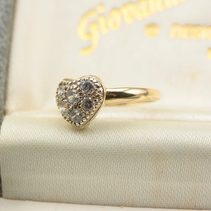 Pre-owned 9ct Gold and CZ Puffy Heart Ring