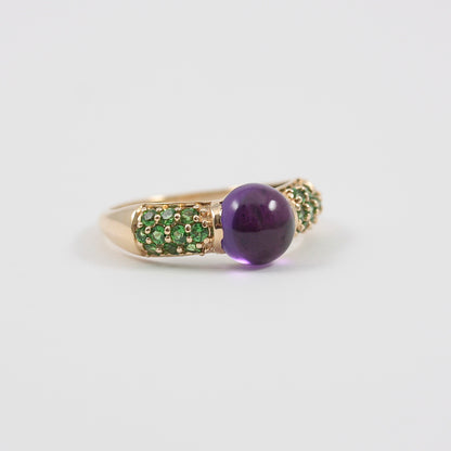 Pre-owned 9ct Gold Amethyst and Tsavorite Garnet Ring, Sunday's Child