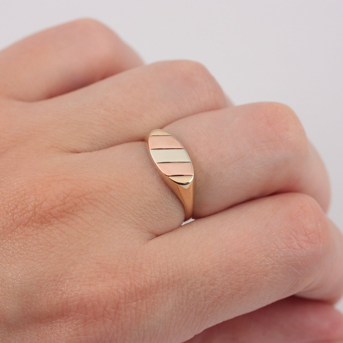 Vintage 9ct Three Colour Gold Signet Ring, 1988