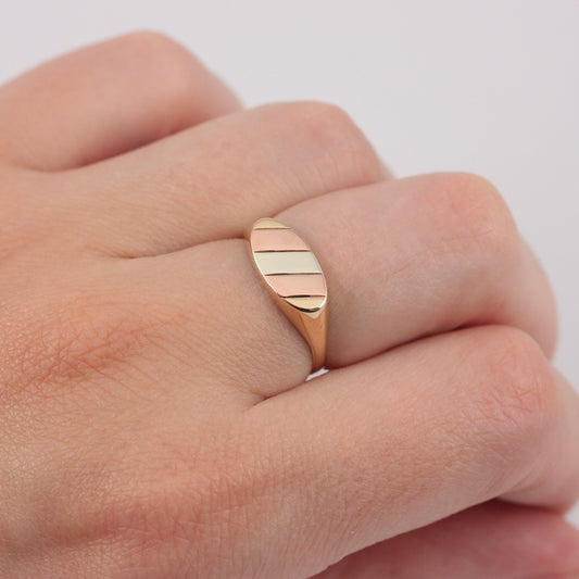 Vintage 9ct Three Colour Gold Signet Ring, 1988