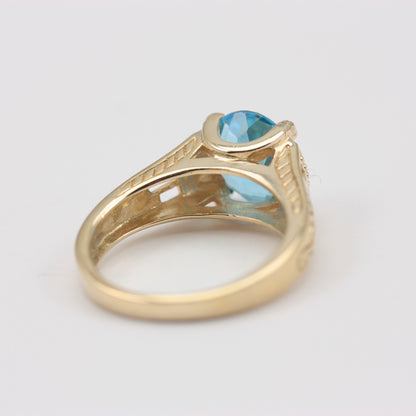 Pre-owned 9ct Gold Swiss Blue Topaz Solitaire Ring, 2006