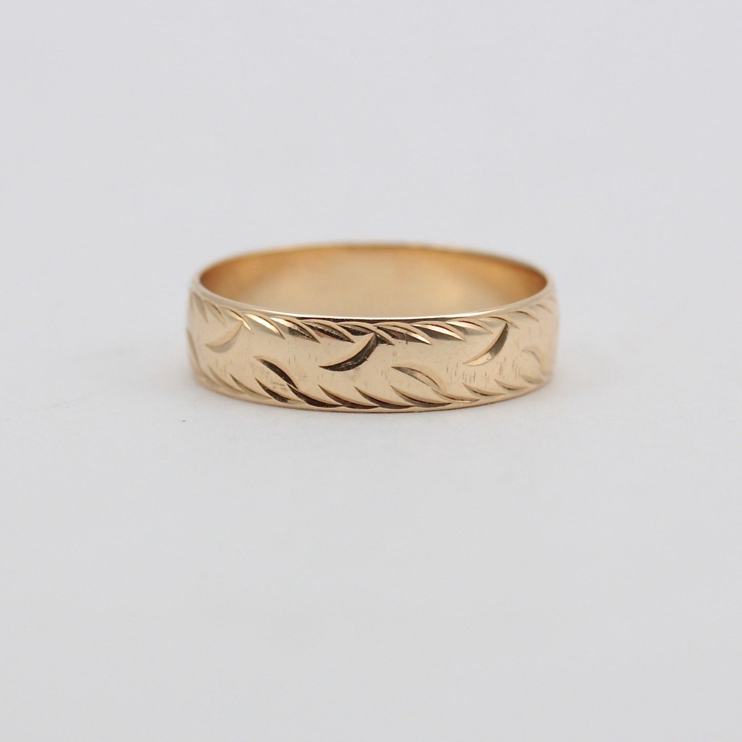 Vintage 9ct Gold Patterned Wedding Band Ring, 1987