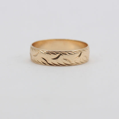 Vintage 9ct Gold Patterned Wedding Band Ring, 1987