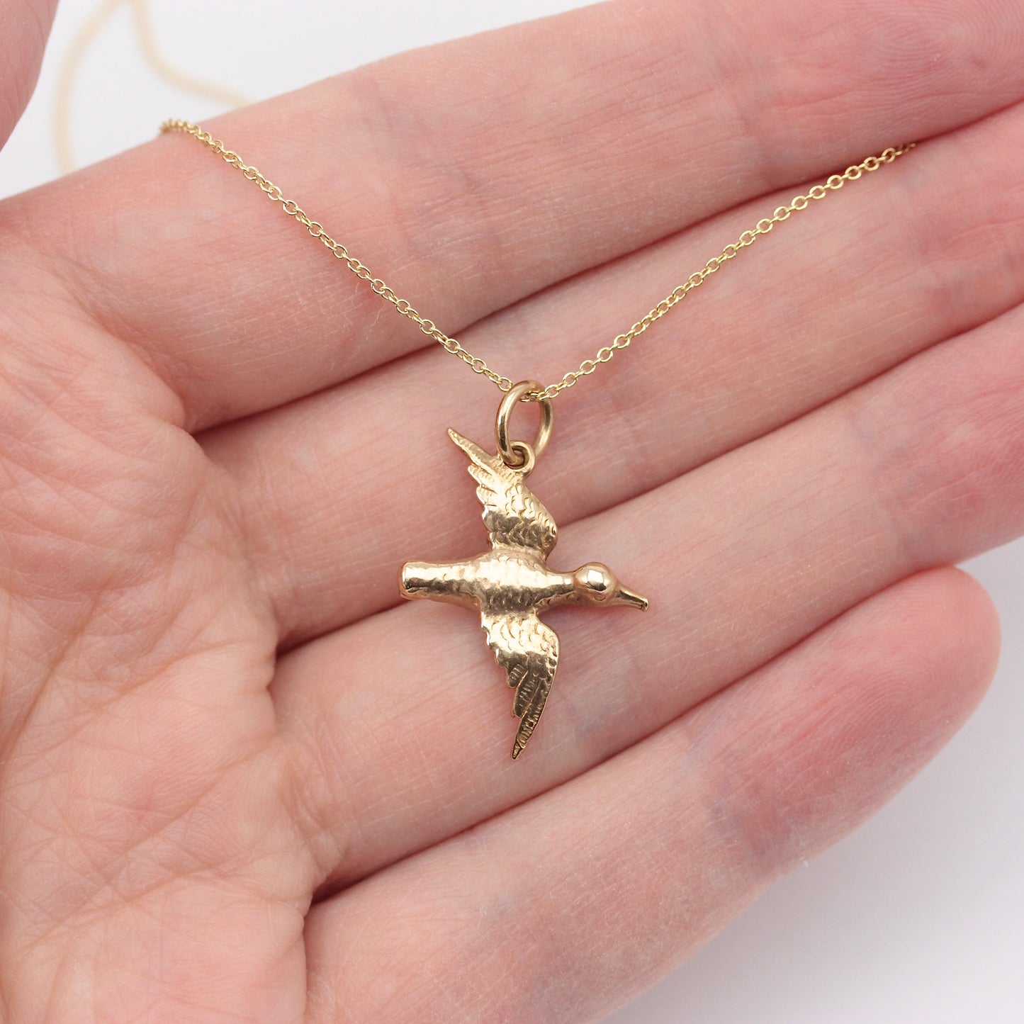 Vintage 9ct Gold Bird In Flight Charm / Pendant, 1965
