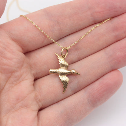 Vintage 9ct Gold Bird In Flight Charm / Pendant, 1965