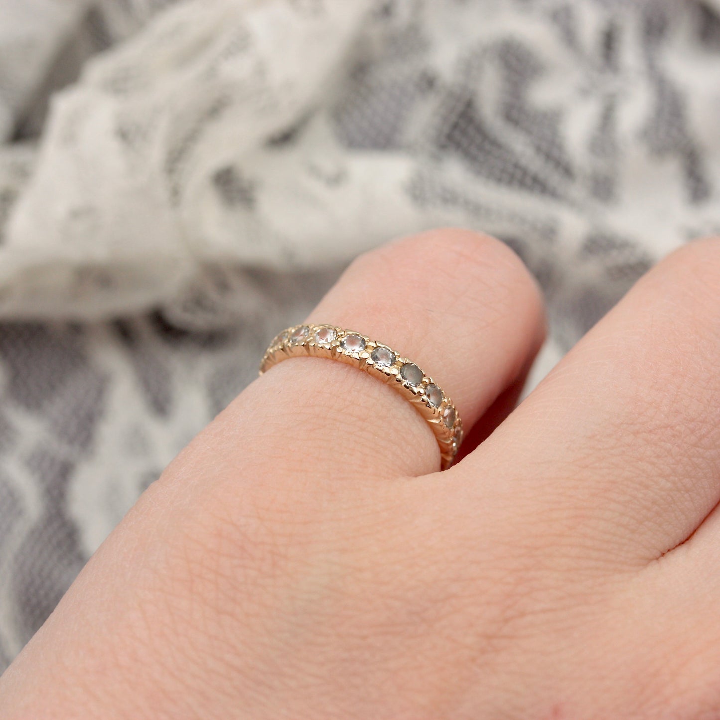 Vintage 9ct Gold Colourless Quartz Eternity Ring, 1970s