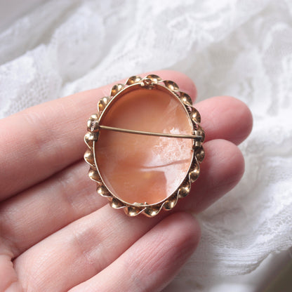 Vintage 9ct Gold Shell Cameo Brooch, 1962