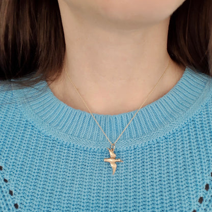 Vintage 9ct Gold Bird In Flight Charm / Pendant, 1965