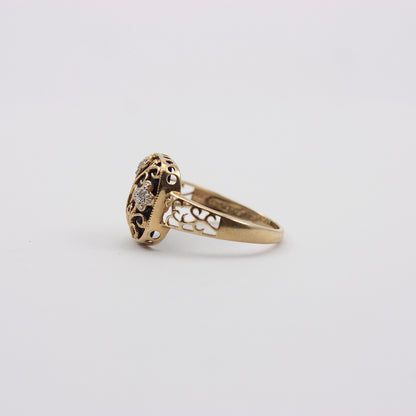 Pre-owned 9ct Gold Lapis Lazuli Diamond Filigree Ring