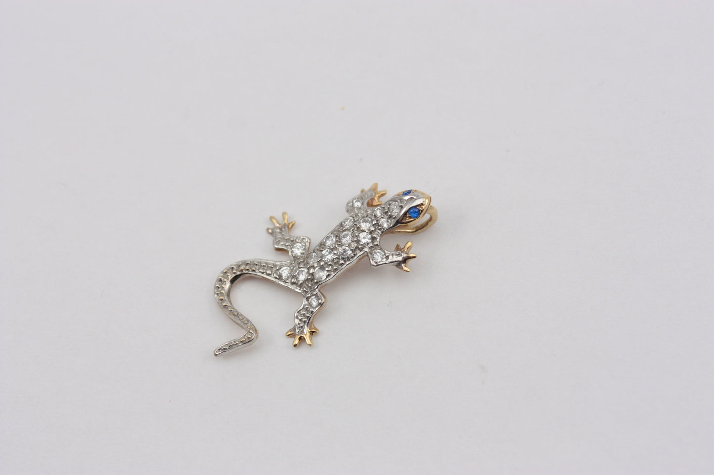 Late Vintage 9ct Gold CZ Lizard Slider Pendant