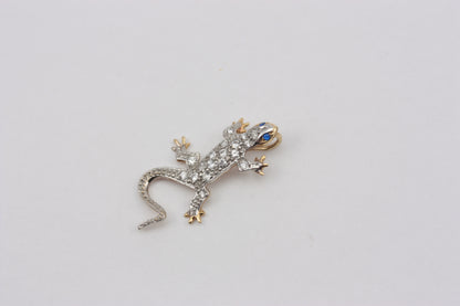 Late Vintage 9ct Gold CZ Lizard Slider Pendant