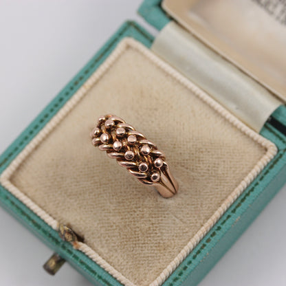 Antique 9ct Gold Two Row Keeper Ring, 1895