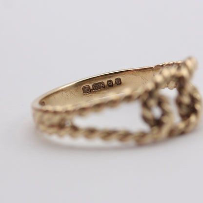 Vintage 9ct Gold Rope Knot Ring, 1978
