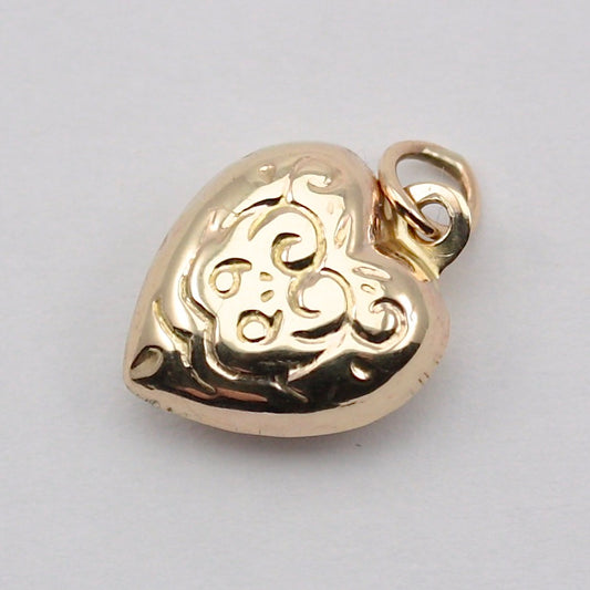 Small Vintage 9ct Gold Puffy Heart Charm