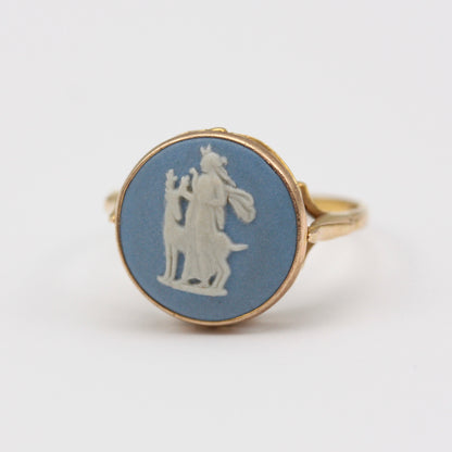 Vintage 9ct Gold Wedgwood Jasperware Ring, 1972