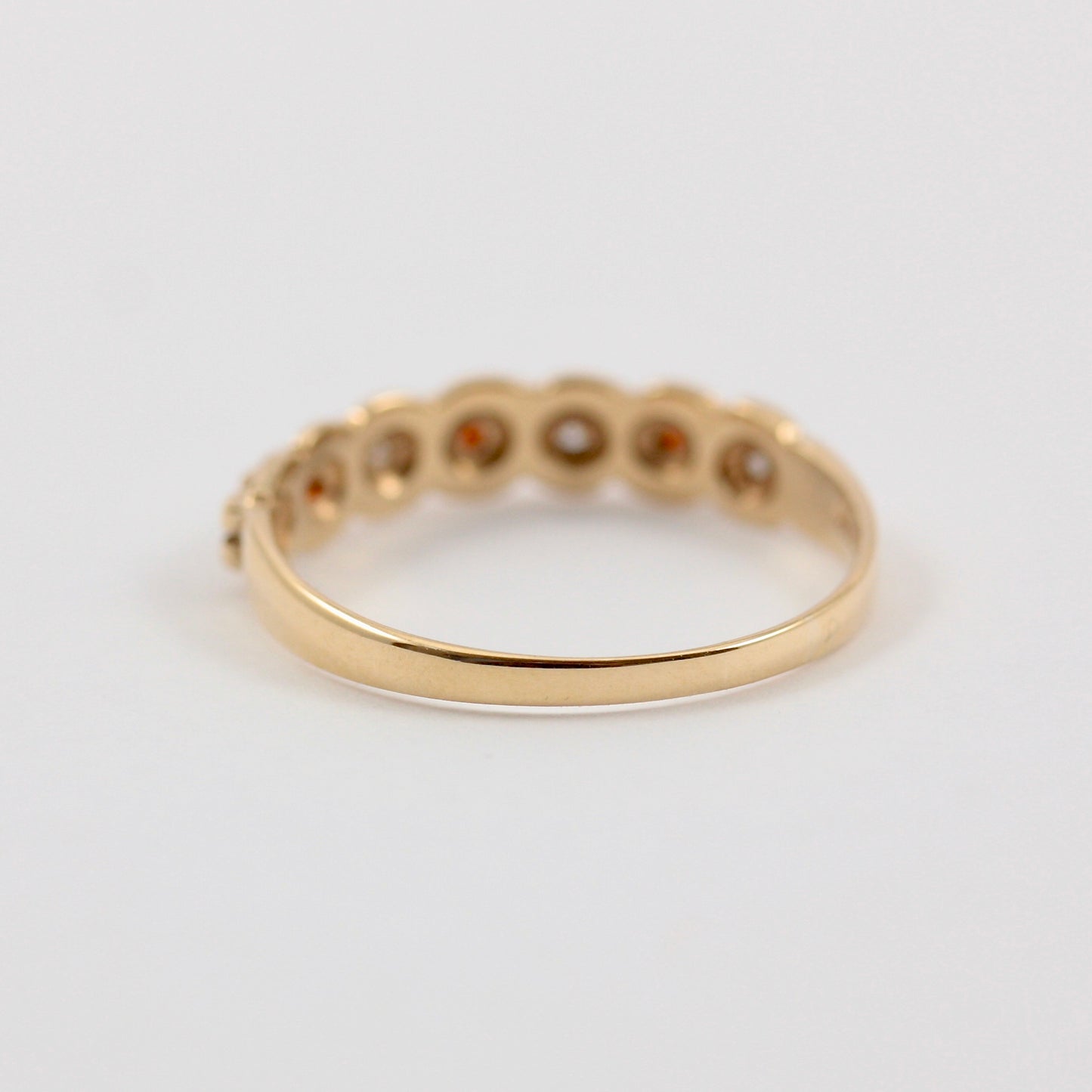 Vintage 9ct Gold Garnet and CZ Scallop Edge Ring, 1997
