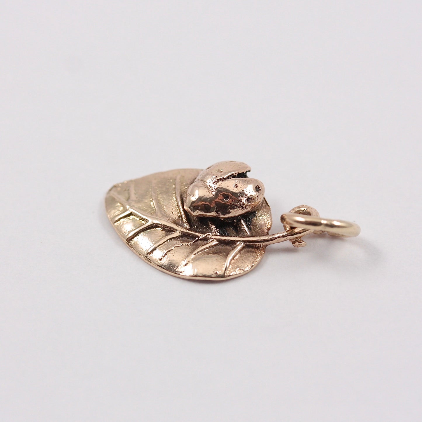 Vintage 9ct Gold Ladybird on Leaf Charm, 1967