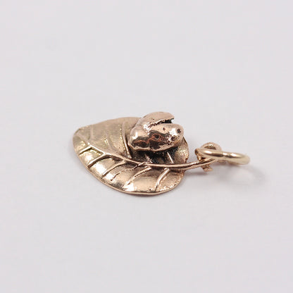 Vintage 9ct Gold Ladybird on Leaf Charm, 1967