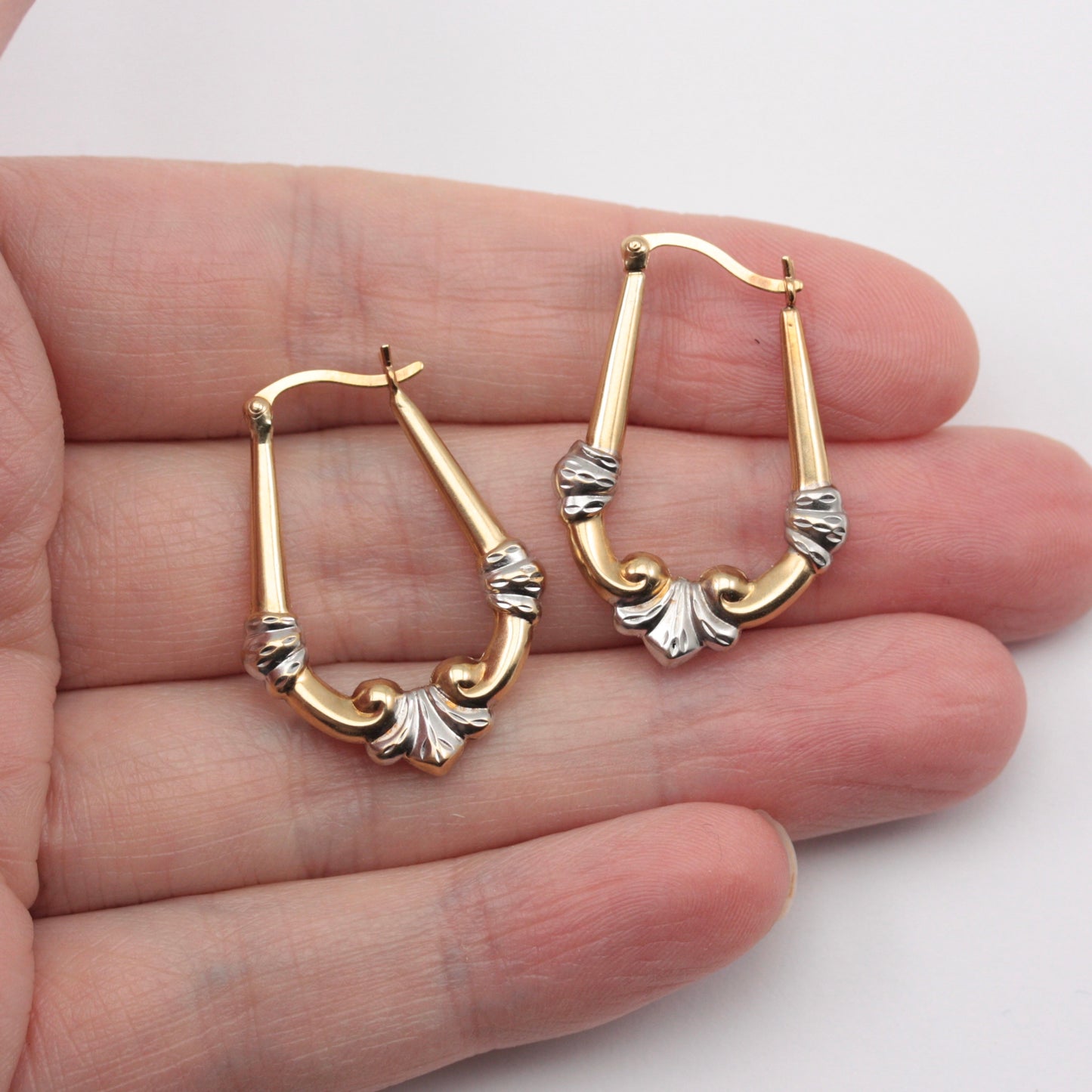 Pre-owned 9ct Two Tone Gold Creole Hoop Earrings, Modern