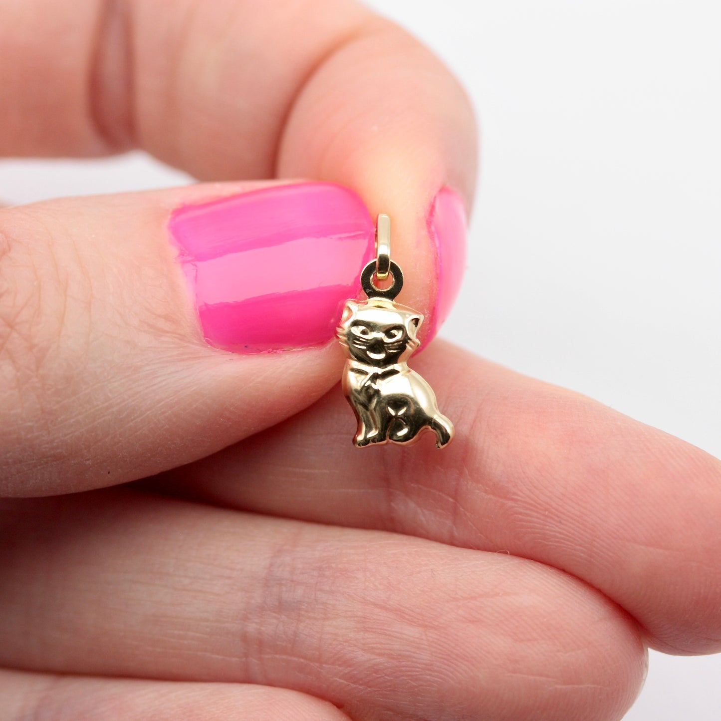 Tiny 9ct Gold Cat Charm