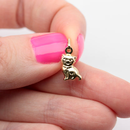 Tiny 9ct Gold Cat Charm
