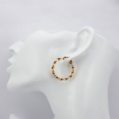 Pre-owned 9ct Yellow Gold Twisted Hoop Earrings, Medium / Large
