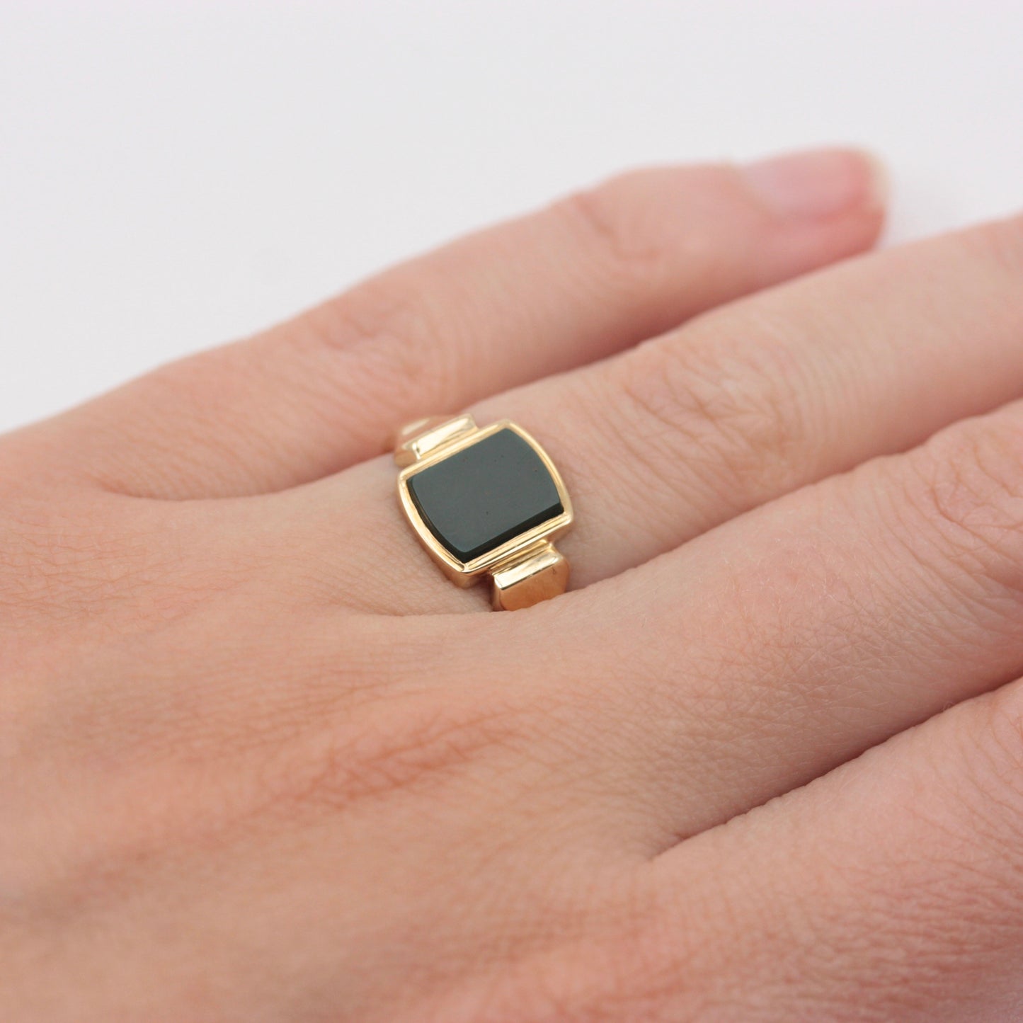 Vintage 9ct Gold Bloodstone Signet Ring, 1965