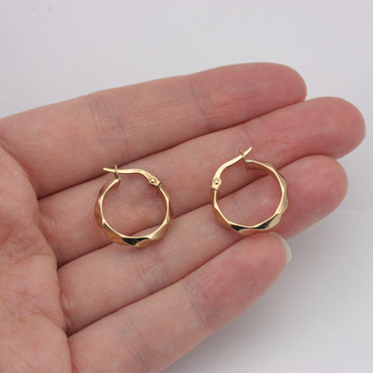 Pre-owned 9ct Gold Wide Twist Hoop Earrings, Medium