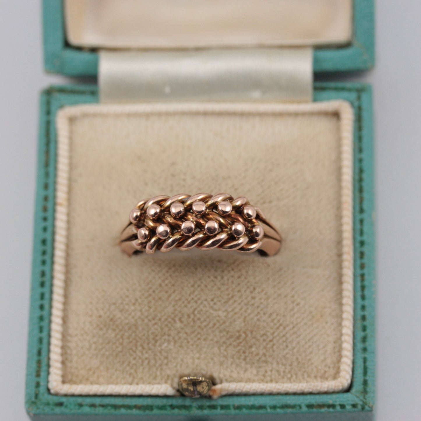 Antique 9ct Gold Two Row Keeper Ring, 1895