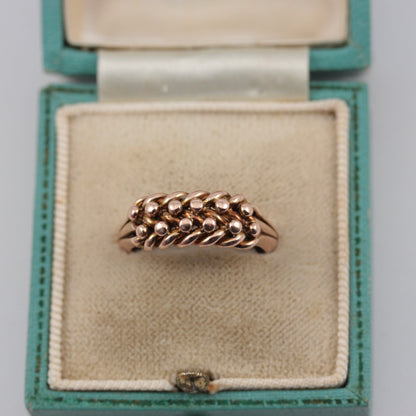 Antique 9ct Gold Two Row Keeper Ring, 1895