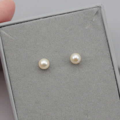 Vintage 9ct Gold 4mm Freshwater Pearl Stud Earrings, 1980s