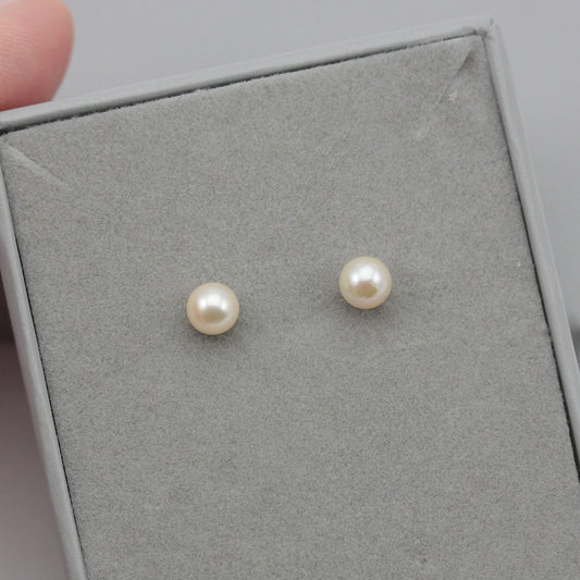 Vintage 9ct Gold 4mm Freshwater Pearl Stud Earrings, 1980s