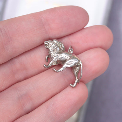 Large Vintage Sterling Silver Lion Charm / Pendant