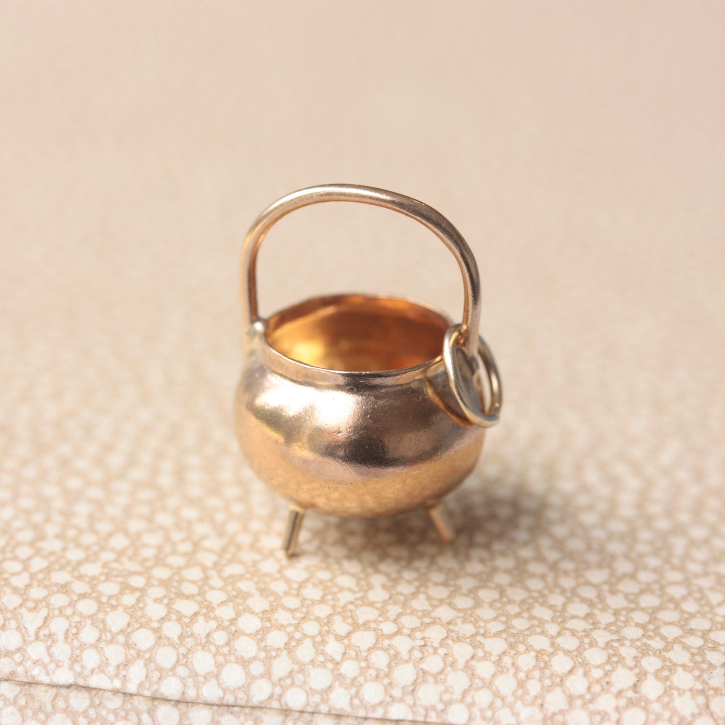 Vintage 9ct Gold Witches Cauldron Charm / Pendant, 1970