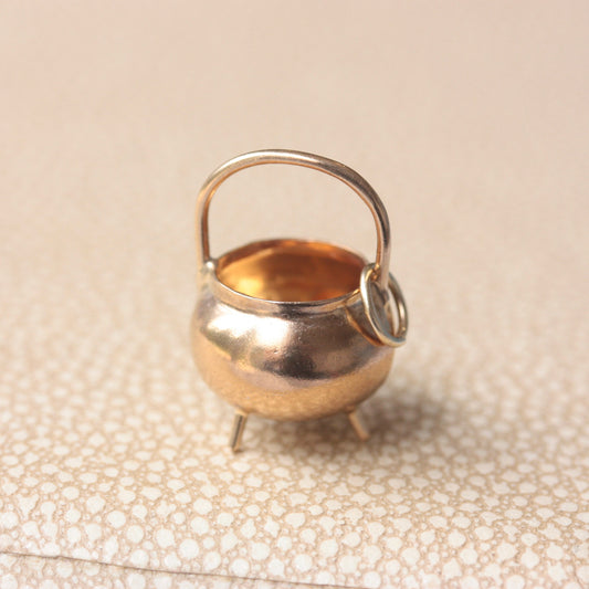 Vintage 9ct Gold Witches Cauldron Charm / Pendant, 1970