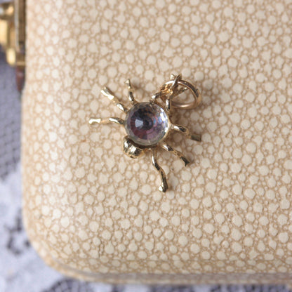 Vintage 9ct Gold and Aurora Borealis Crystal Spider Charm, 1991